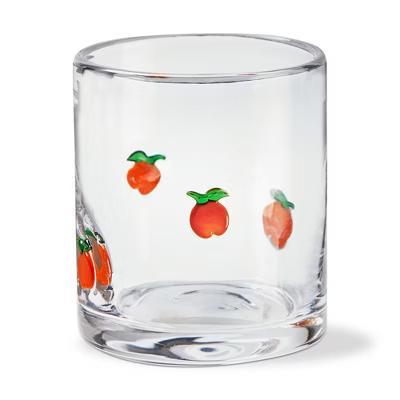 Peach Double Old Fashioned Glasses - 16oz Drinkware for Everyday Use - Hand Wash - 3.5" x 3.5" x 3.75"