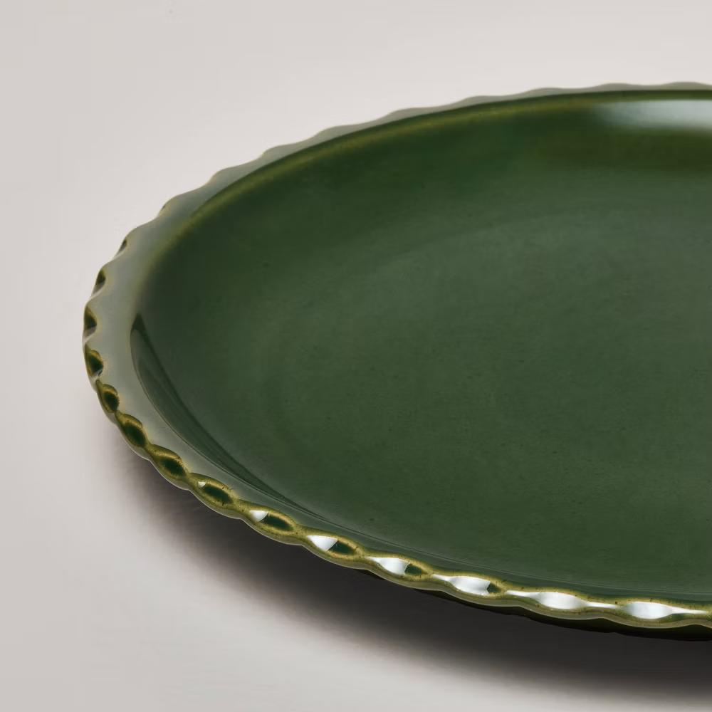 10.5" Pinched Edge Stoneware Plate - with Magnolia - Image 2