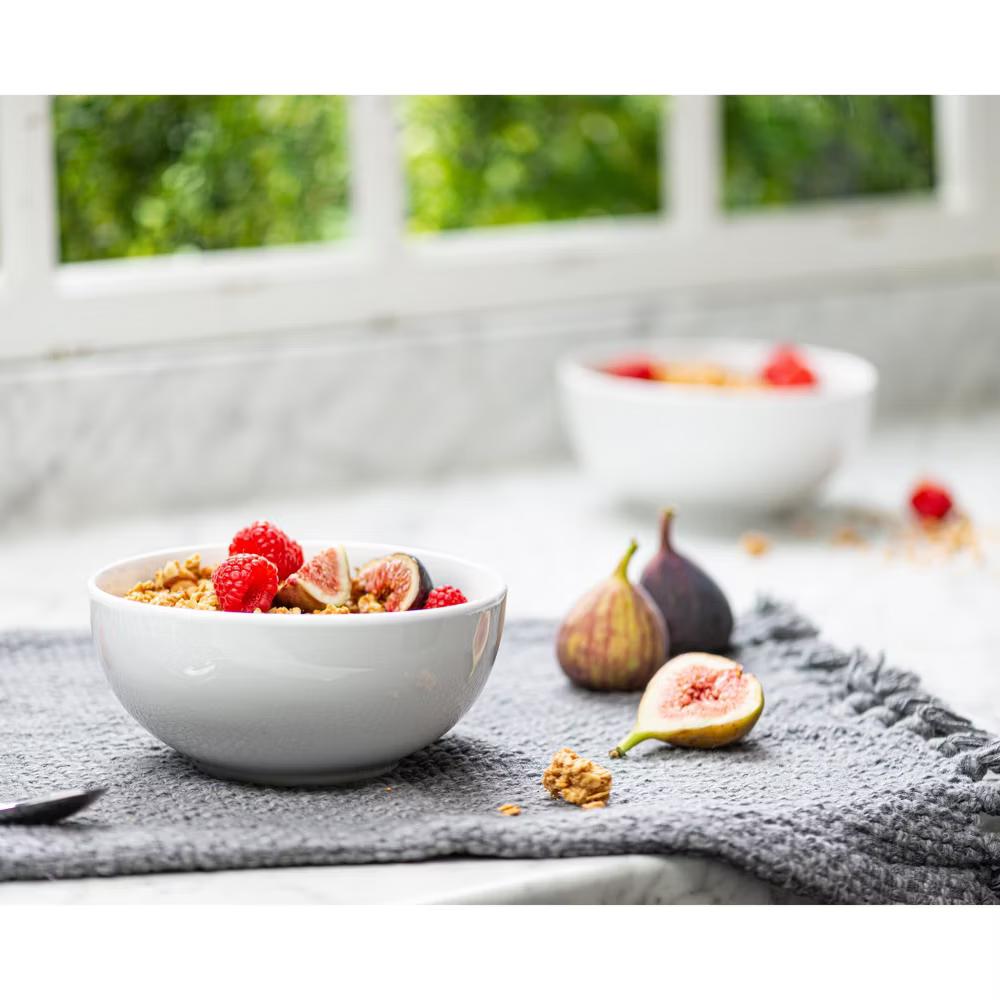 Kook Ceramic Cereal Bowls, 20 oz, Set of 4, White - Image 3