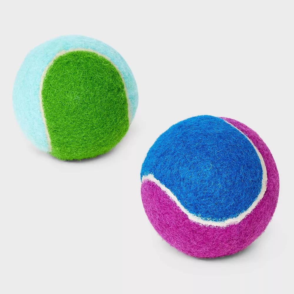 Printed Tennis Dog Ball Toy - 2pk: Rubber, Fetch, Medium to Small Breed, 0.26 lbs