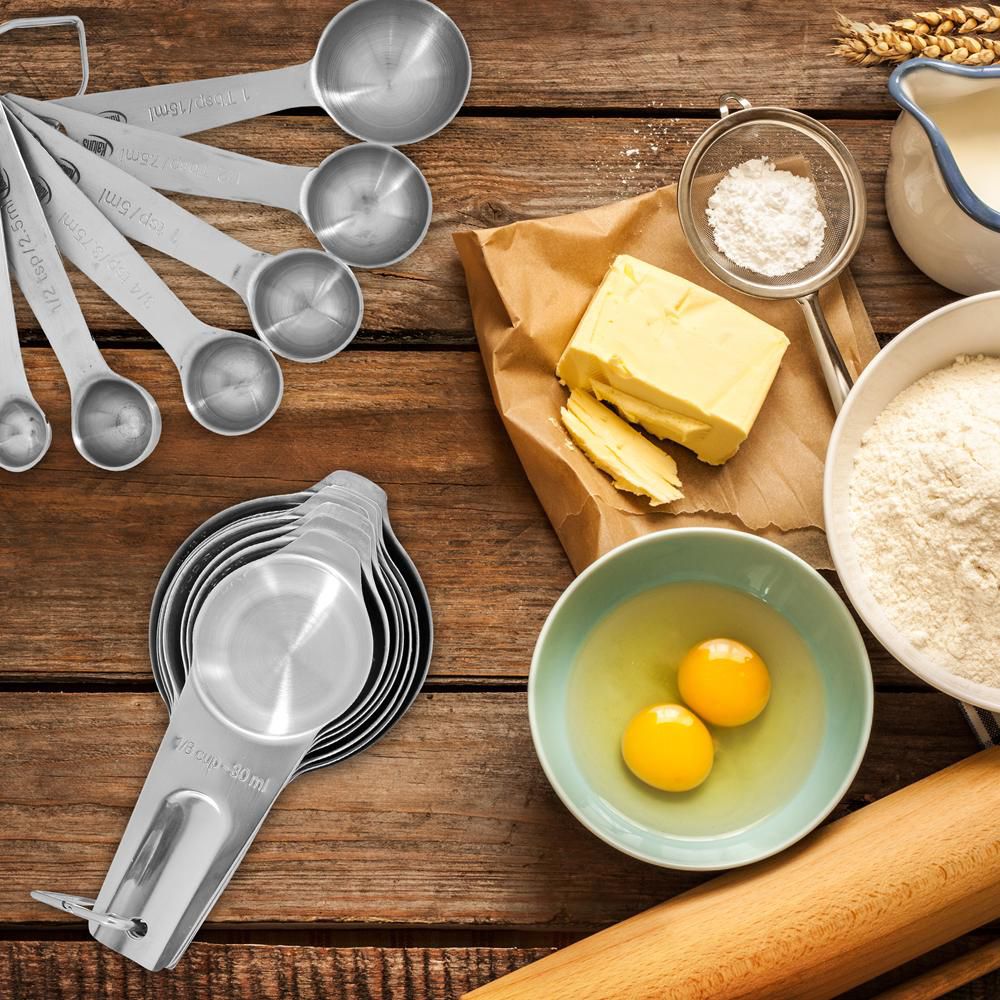 Measuring Cups and Spoons Set, 16 Piece, Stainless Steel - Image 3
