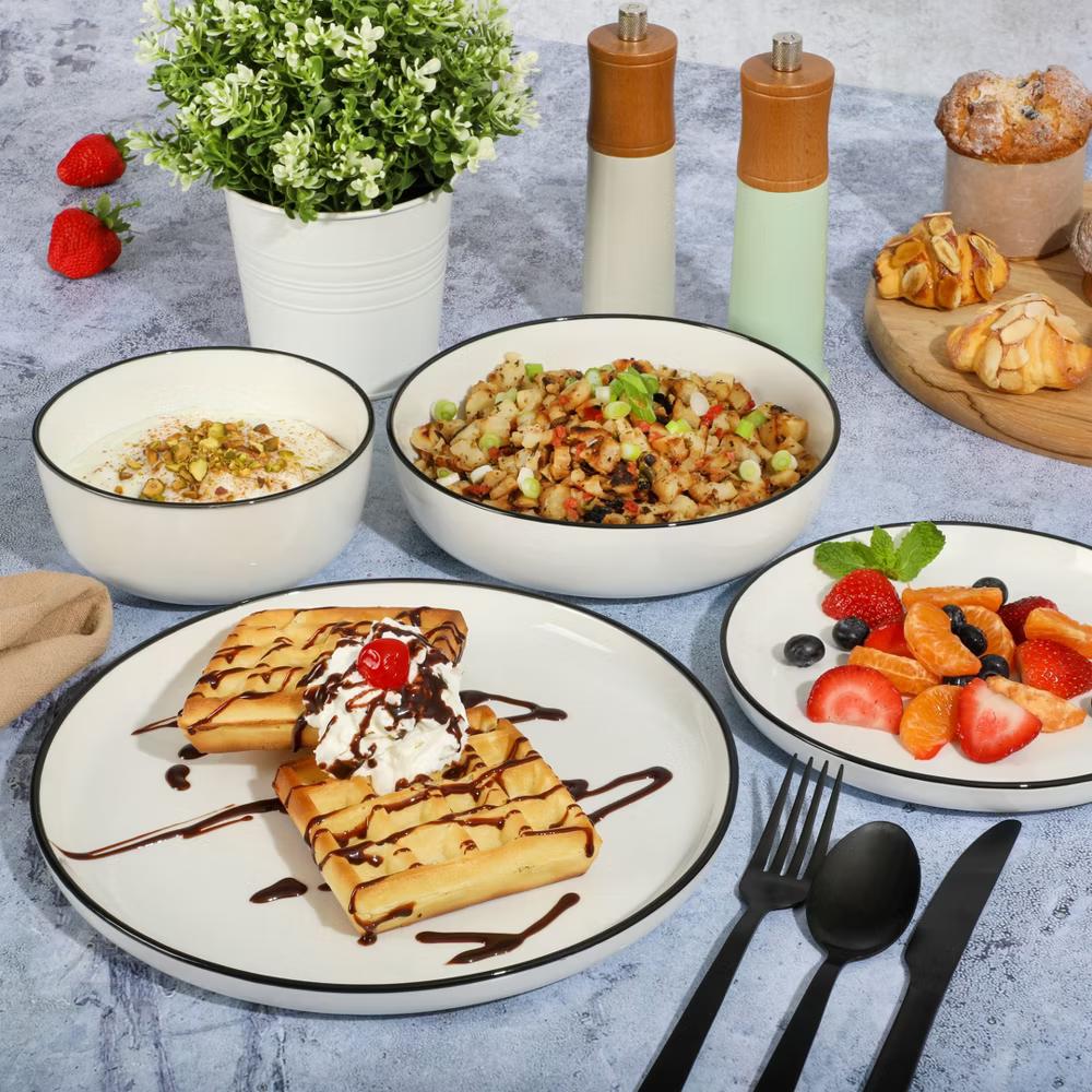 Oslo 16-Piece Porcelain Plates and Bowls Dinnerware Set - Image 26