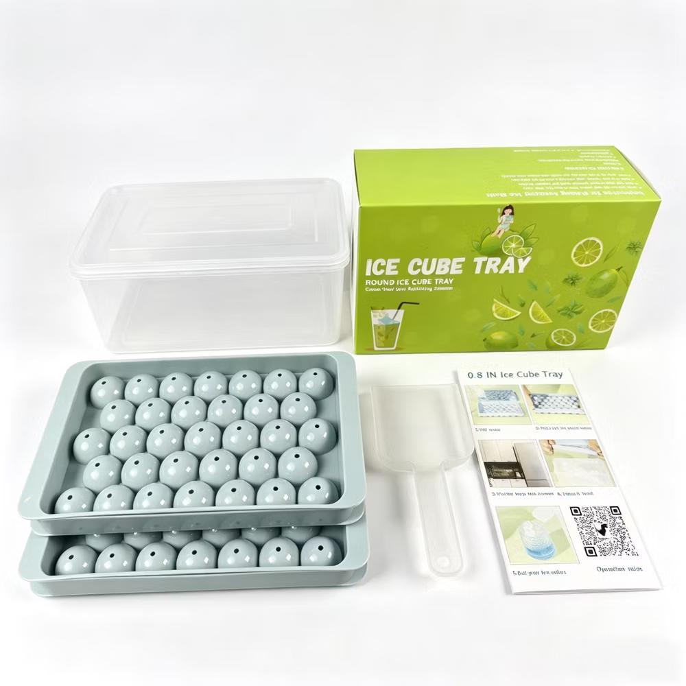 0.8 Inch Round Ice Cube Tray with Lid & Storage Bin, Small Sphere Ice Ball Molds for Freezer, Reusable Ice Maker Tray for Whiskey, Cocktails & Drinks - Image 8