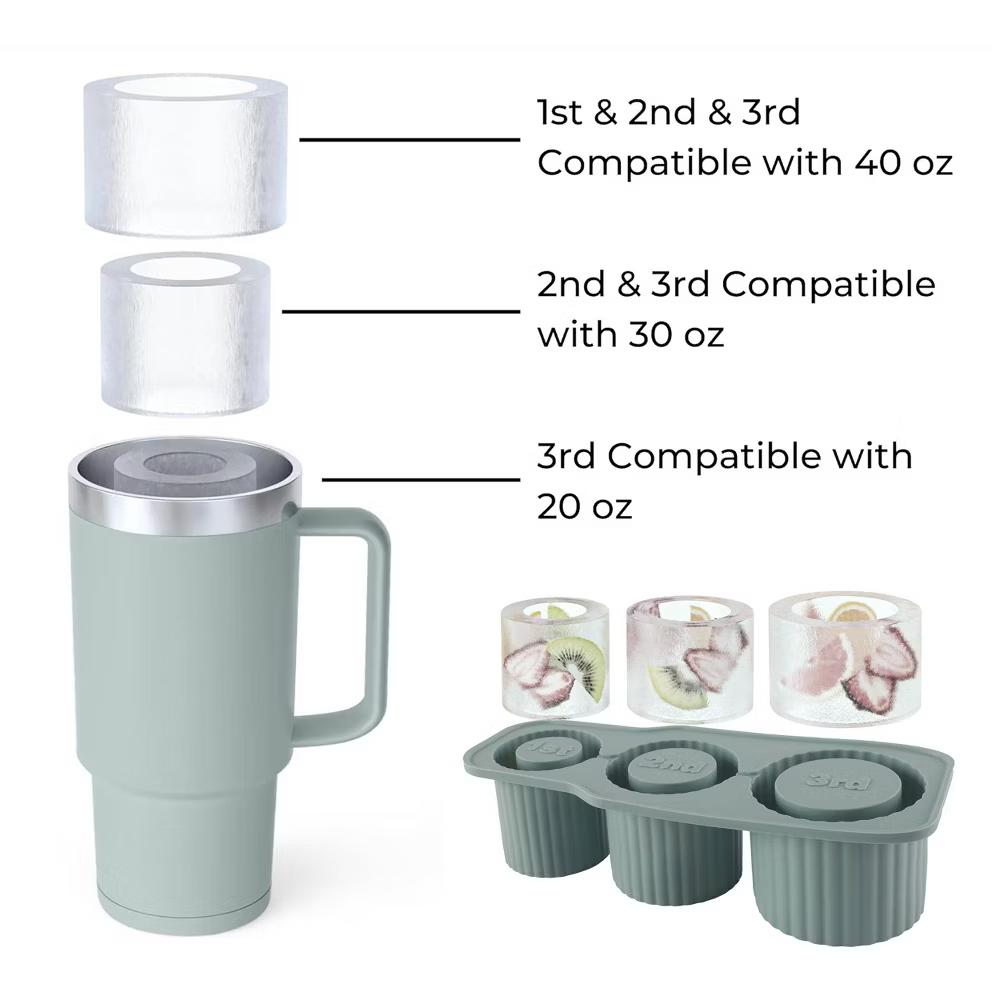 40oz Silicone 3 Tier Tumbler Ice Mold with Lid