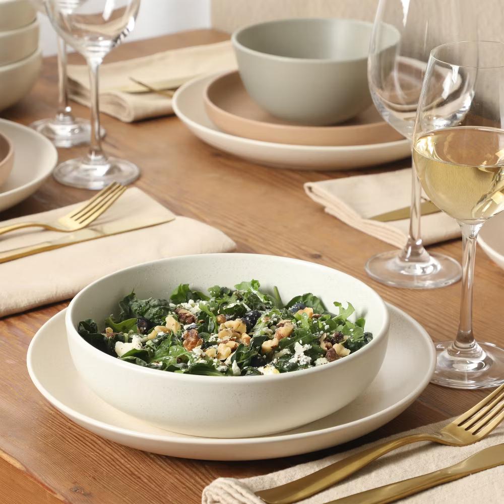 Leeds Court Plates and Bowls Sets, 16-Piece Stoneware Dinnerware Sets, Round Speckle Reactive Glaze Dish Set, Service for 4 - Image 9