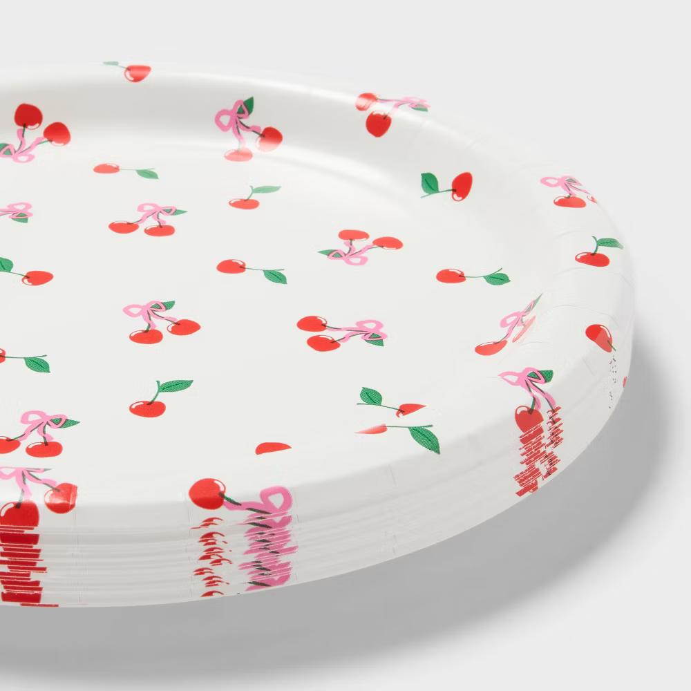 20ct Ditsy Cherry Dinner Paper Plates - Image 3