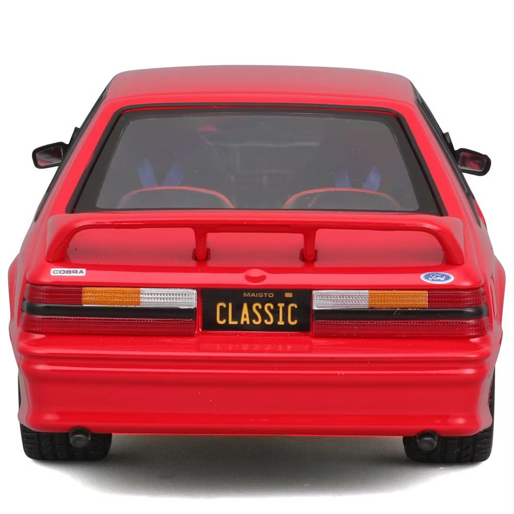1:24 Diecast - 1993 Ford Mustang SVT Cobra Red, Classic Muscle Model Car - Image 7