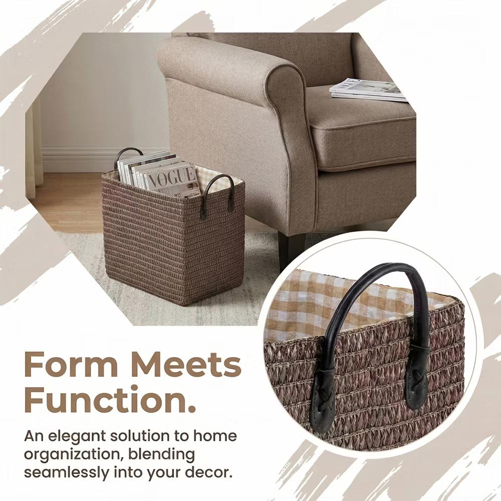 Woven Storage Basket for Clothes Shoes Organizer Bin with Handles - Image 8