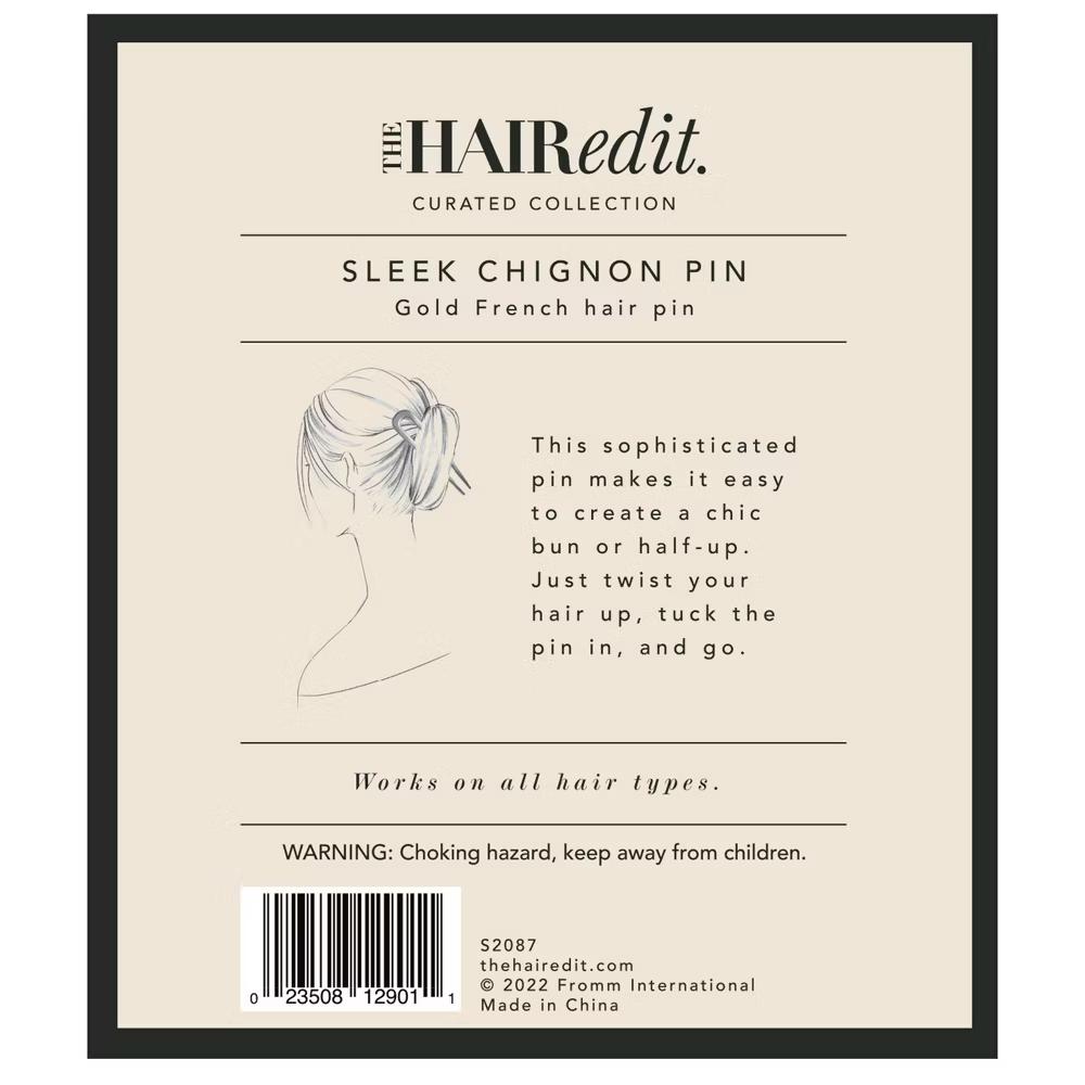 The Hair Edit Sleek Chignon French Hair Pin - Gold - Image 6
